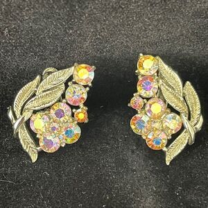 Vintage Coro Clip 1960's Aurora Borealis Earrings Gently Loved